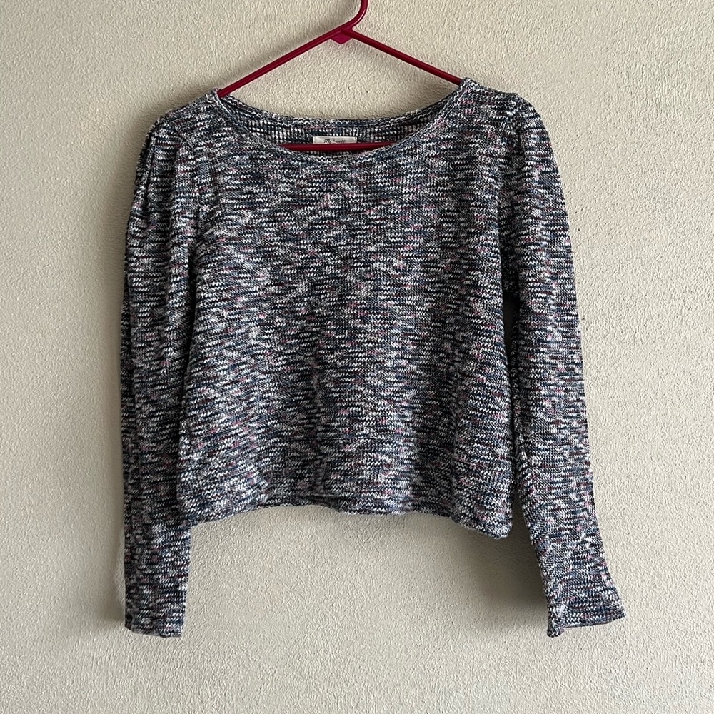 Madewell Cropped Sweater Womens S Multicolored Knit Top Long Sleeve Pullover
